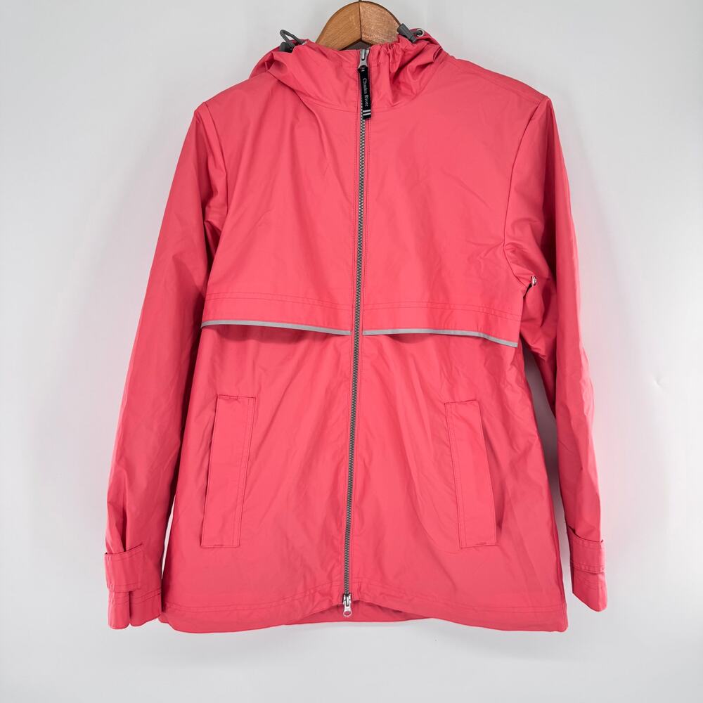 Charles River New Englander Rain Jacket Womens S Coral Waterproof Reflective
